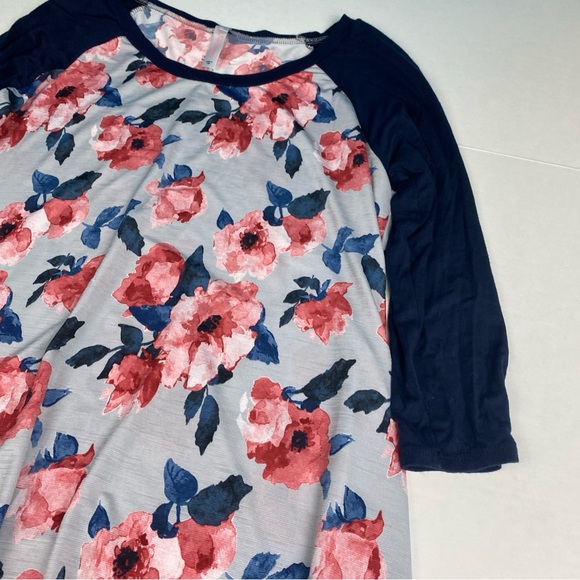 Jules & James Boutique Women Small Dress Pink Floral Navy Blue Knee Length Poly - Picture 3 of 6